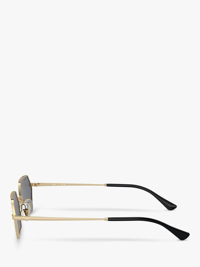 Ray-Ban Yevi hexagonal sunglasses light gold mirror grey 58mm (British brand)
