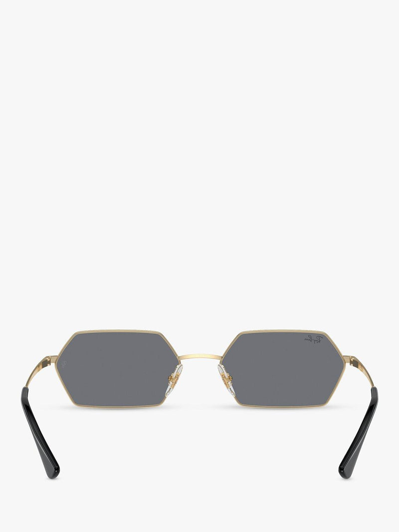 Ray-Ban Yevi hexagonal sunglasses light gold mirror grey 58mm (British brand)