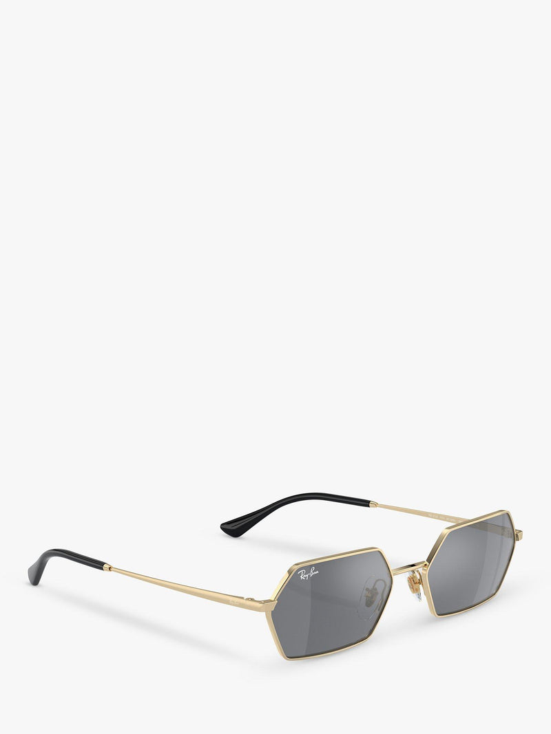 Ray-Ban Yevi hexagonal sunglasses light gold mirror grey 58mm (British brand)