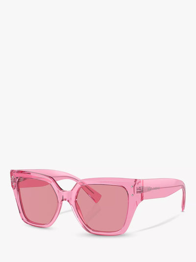 John Lewis Dolce & Gabbana DG4471 Women's Rectangular Sunglasses Transparent Pink/Pink- Buy online at McGrocer
