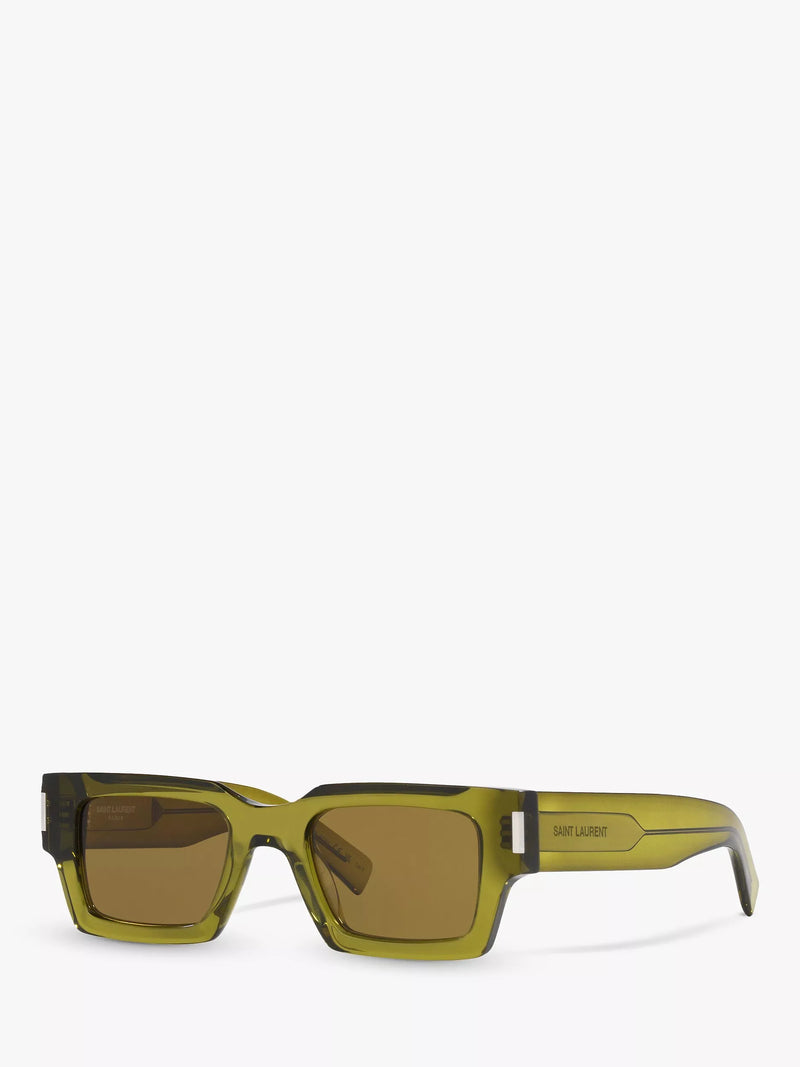 Yves Saint Laurent rectangular sunglasses green/brown, UK version