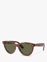 John Lewis Ray-Ban RB2241 Unisex Polarised Oval Sunglasses Striped Havana/Green- Buy online at McGrocer