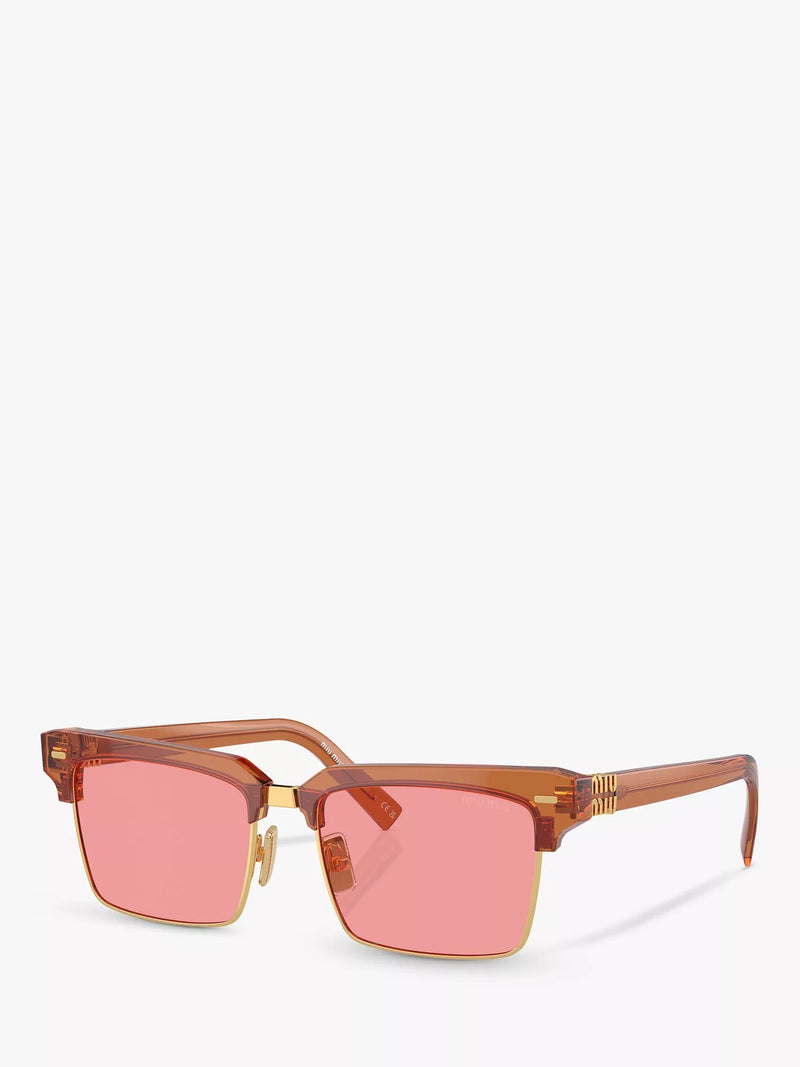 Miu Miu women's rectangular sunglasses caramel transparent - British product