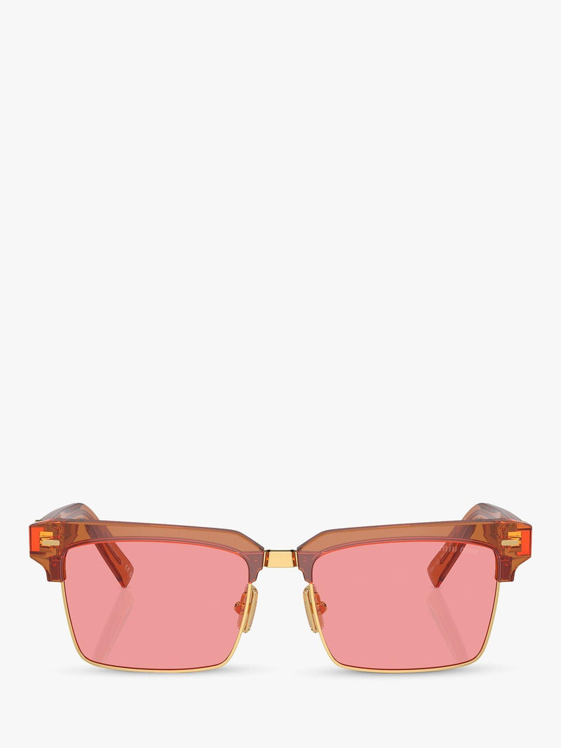 Miu Miu women's rectangular sunglasses caramel transparent - British product
