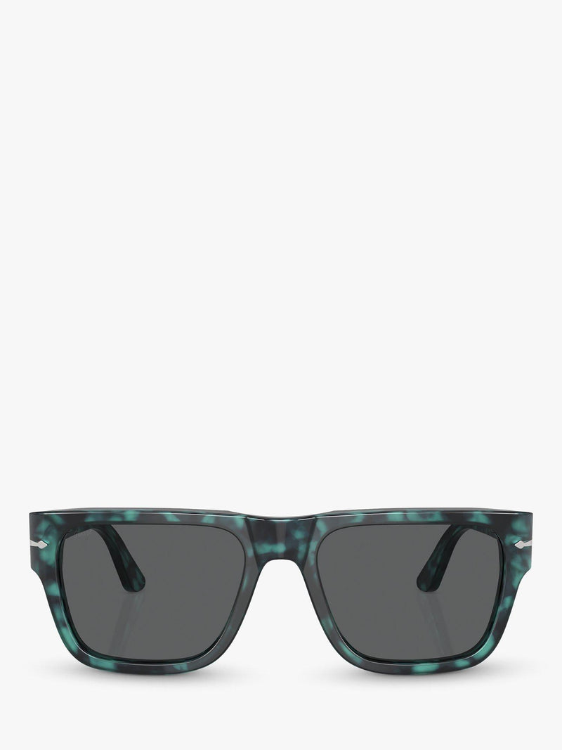 Persol D-Frame sunglasses in Blue Havana with grey tinted lenses, UK version