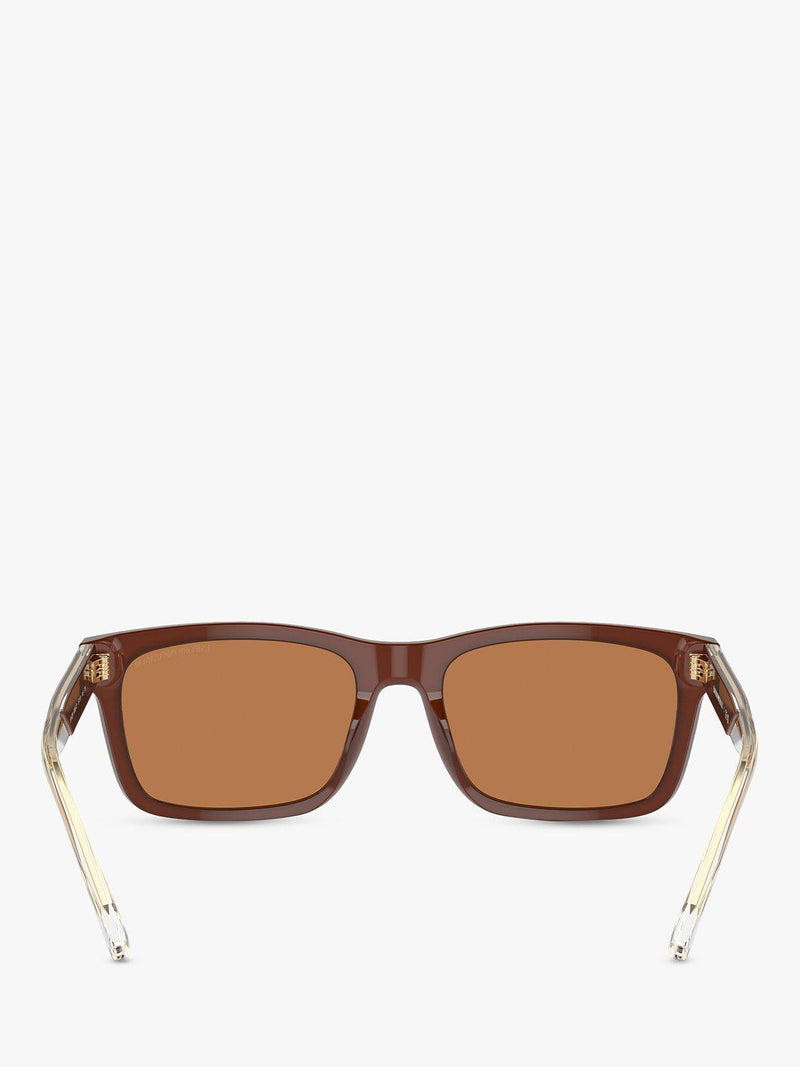 Emporio Armani men's rectangular sunglasses brown polyamide lenses - British product