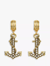 John Lewis Eclectica Pre-Loved 18ct Gold Plated Swarovski Crystal Anchor Clip-On Drop Earrings- Buy online at McGrocer