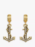 Eclectica vintage anchor drop earrings Swarovski crystals gold plate UK version