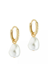 John Lewis Ted Baker Periaa Pearl Huggie Earrings, Gold/Pearl- Buy online at McGrocer