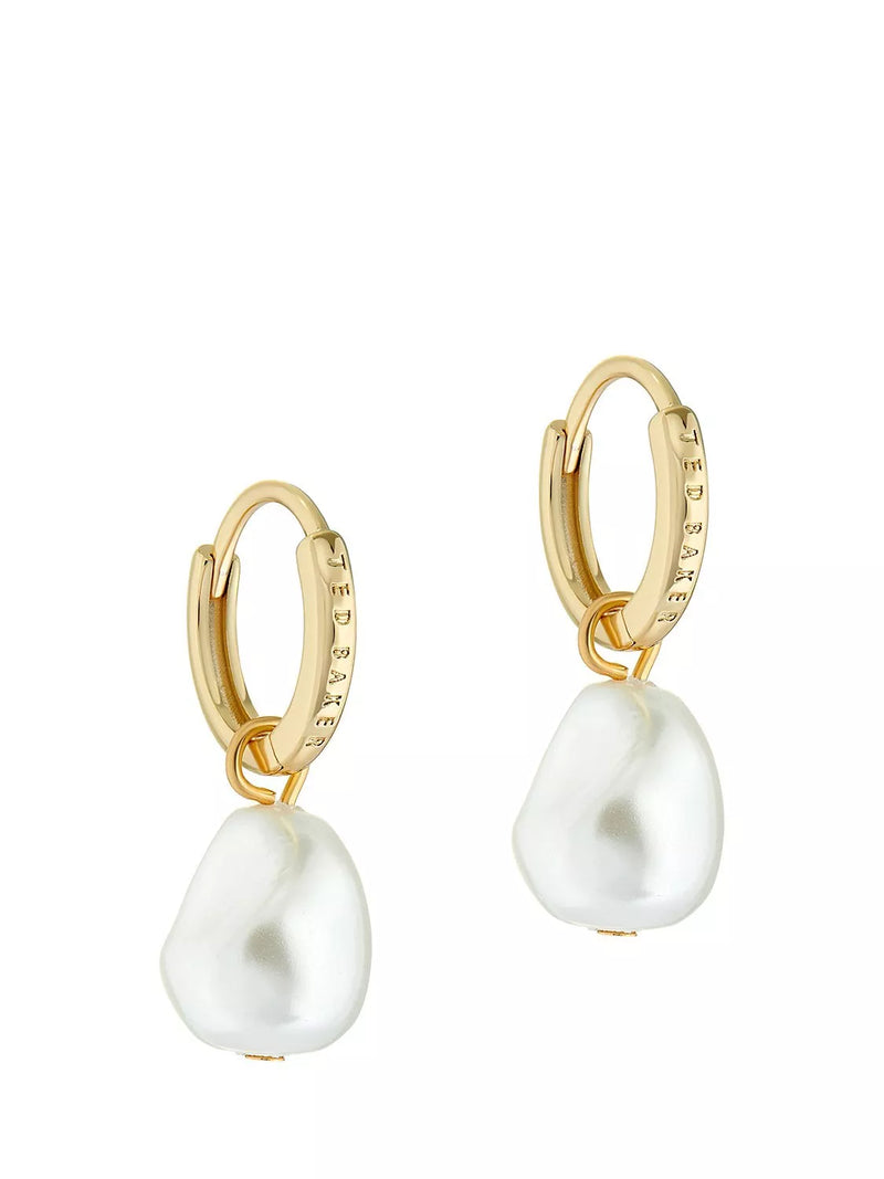 Ted Baker pearl huggie earrings gold tone, imported from the UK