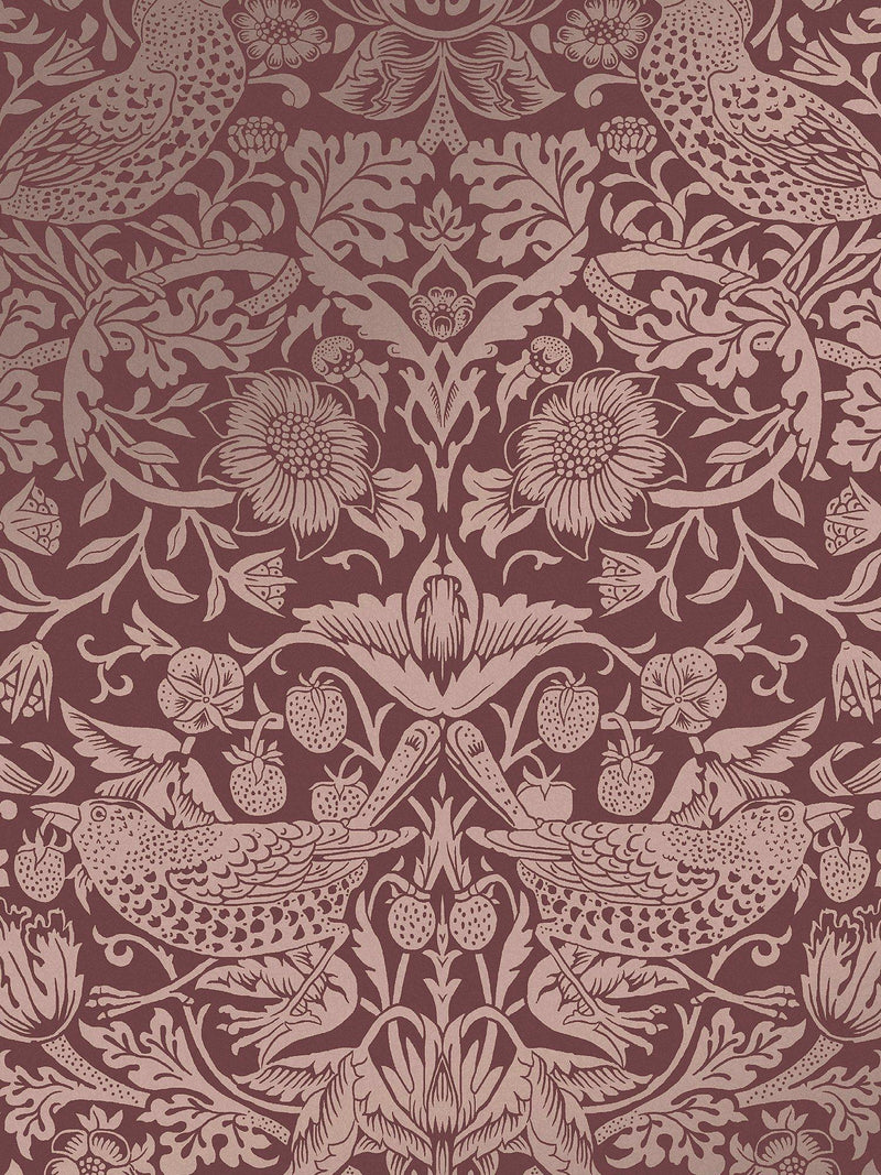 William Morris At Home Strawberry Thief patterned wallpaper 10m roll (British brand)