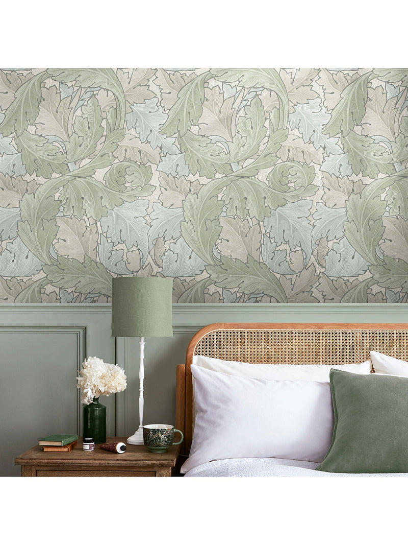 Acanthus Pattern Wallpaper in Sage Duck Egg