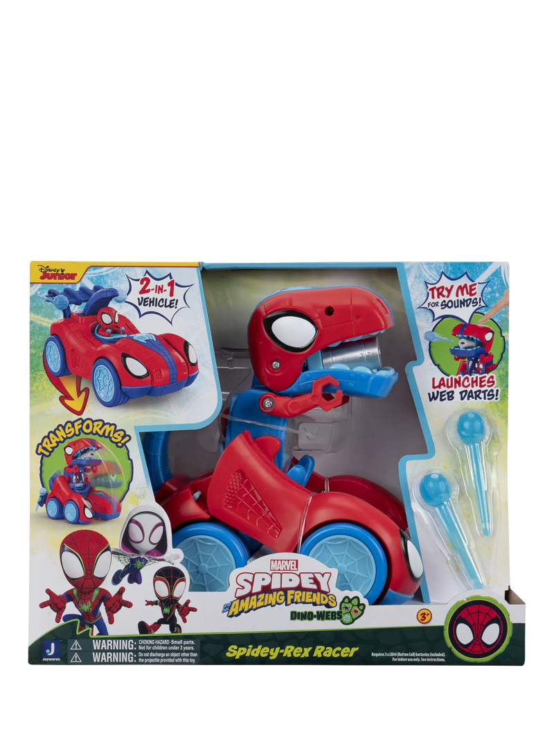 Spidey And His Amazing Friends Spidey-Rex Racer 2-in-1 vehicle toy, UK version