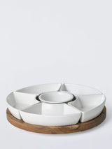 John Lewis Wood Rotating Lazy Susan Serving Set with Ceramic Segments, FSC-Certified Acacia Wood, Natural- Buy online at McGrocer