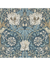 John Lewis Morris & Co. Honeysuckle & Tulip Wallpaper Woad/Thyme 10m x 52cm- Buy online at McGrocer