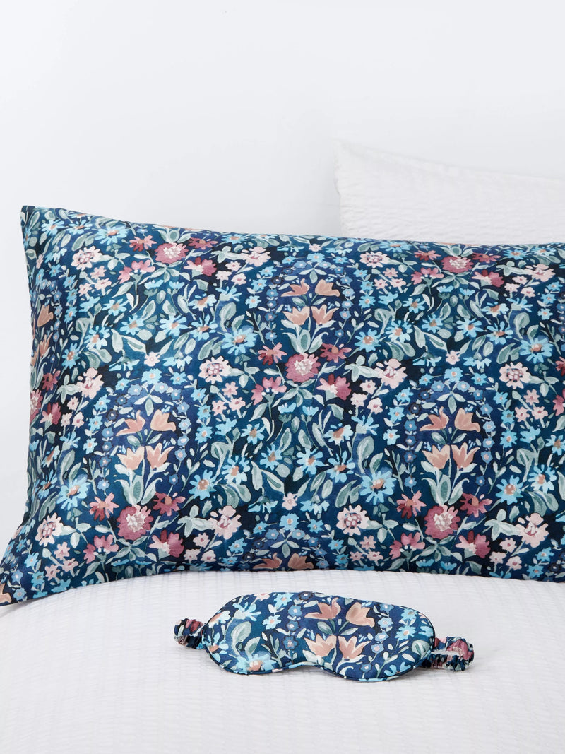 John Lewis mulberry silk pillowcase and sleep mask set in multi pattern, UK version