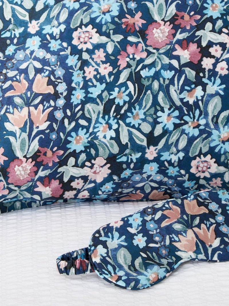 John Lewis mulberry silk pillowcase and sleep mask set in multi pattern, UK version
