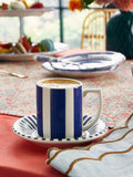 Spode Steccato earthenware espresso cup saucer set, 90ml - British product