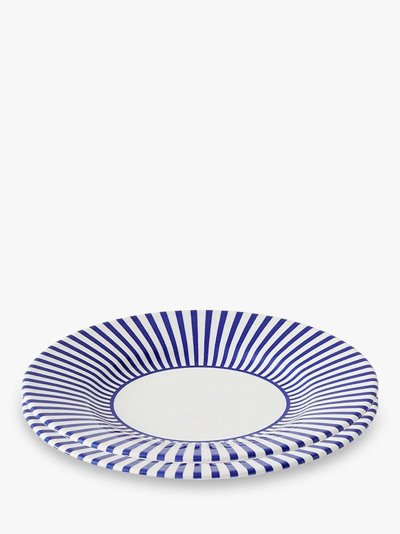 Spode Steccato earthenware side plate set 18cm blue stripe - British product