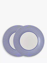 John Lewis Spode Steccato Narrow Stripe Earthenware Dinner Plate 28cm Blue/White Set of 2- Buy online at McGrocer