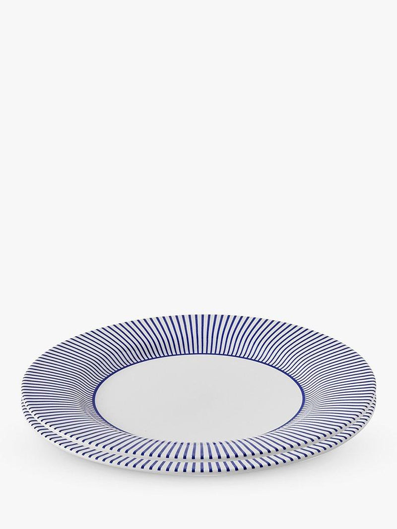 Spode Steccato dinner plates 28cm blue white, imported from the UK