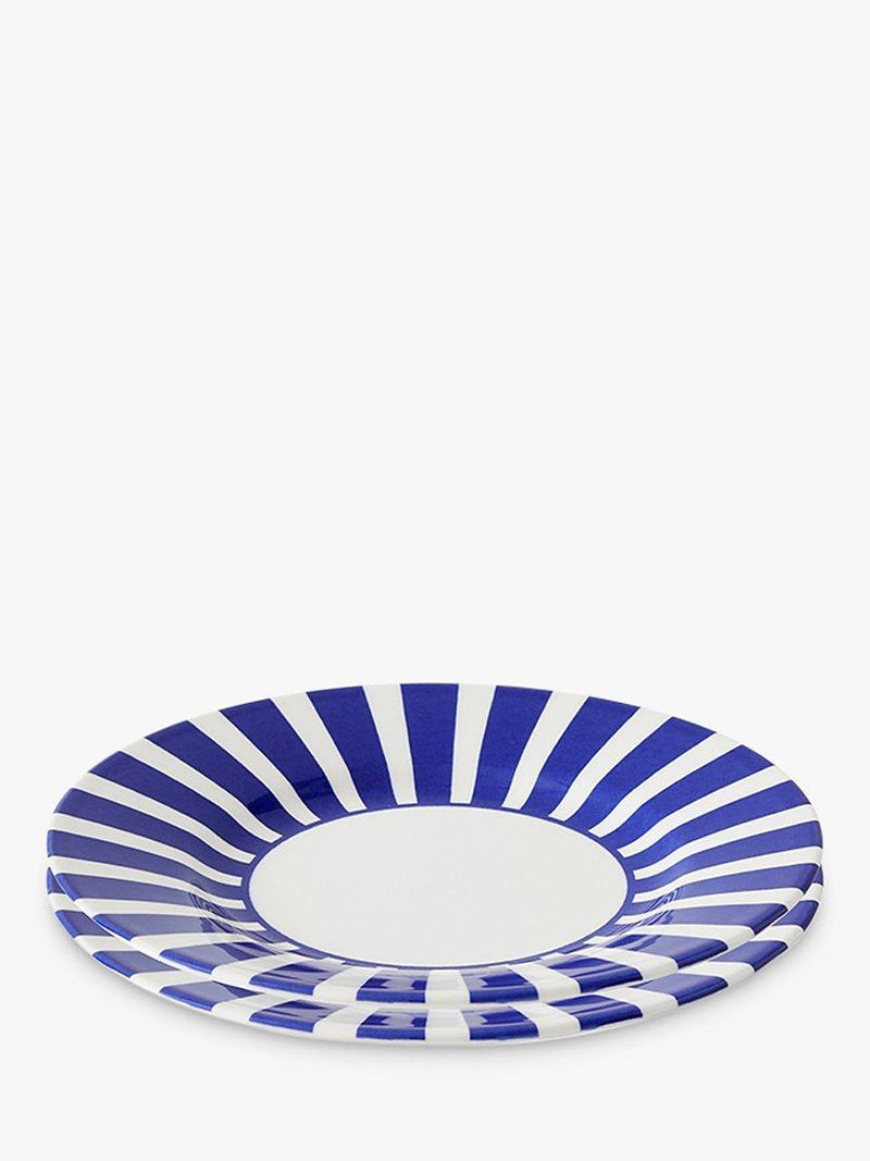 Spode side plate set of 2 18cm blue white stripes, imported from the UK