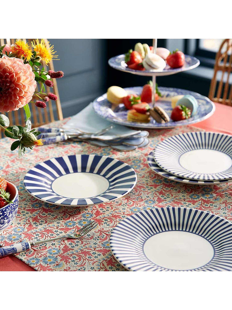 Spode side plate set of 2 18cm blue white stripes, imported from the UK