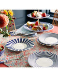 Spode side plate set of 2 18cm blue white stripes, imported from the UK