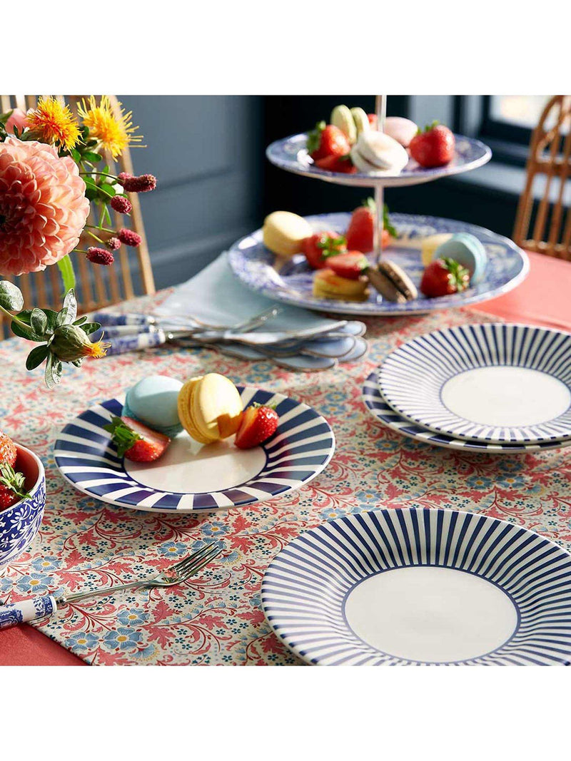 Spode side plate set of 2 18cm blue white stripes, imported from the UK