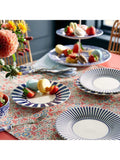 Spode side plate set of 2 18cm blue white stripes, imported from the UK