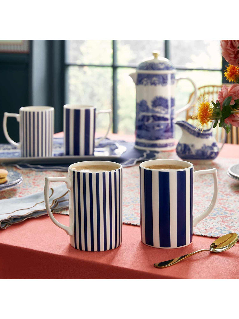 Spode earthenware mug set narrow stripe 340ml, UK version