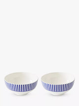 John Lewis Spode Steccato Narrow Stripe Earthenware Bowl Set of 2, Blue/White, 16.3cm- Buy online at McGrocer