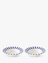 John Lewis Spode Steccato Bold Stripe Earthenware Cereal Bowl Set of 2, Blue/White, 19cm- Buy online at McGrocer