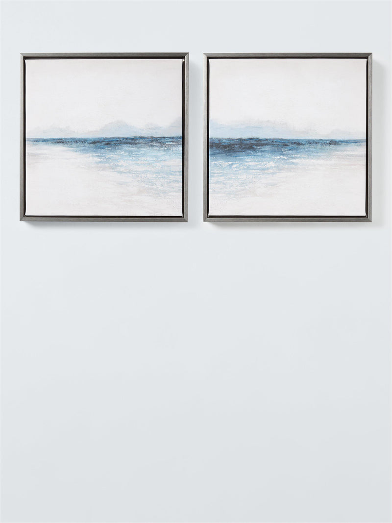 John Lewis blue coastal-inspired framed canvas prints, set of 2, 35x35cm, UK version