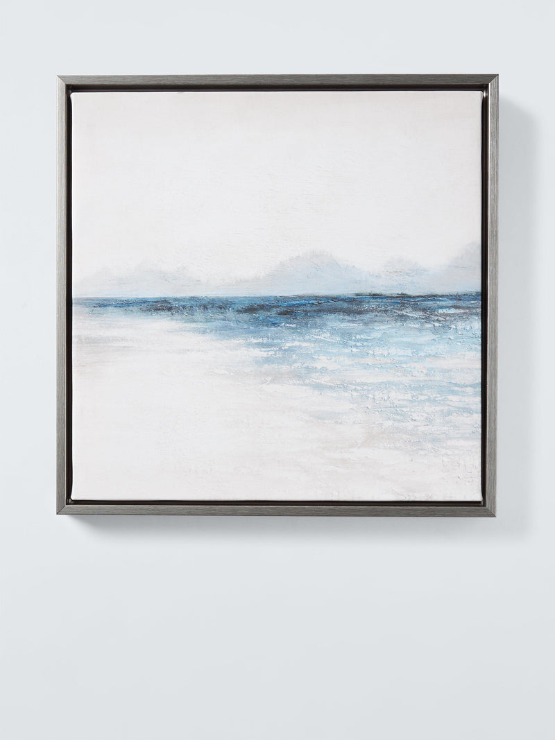 John Lewis blue coastal-inspired framed canvas prints, set of 2, 35x35cm, UK version
