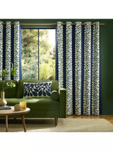 John Lewis Orla Kiely Sycamore Stripe Space Blue Lined Eyelet Curtains 229cm Drop- Buy online at McGrocer