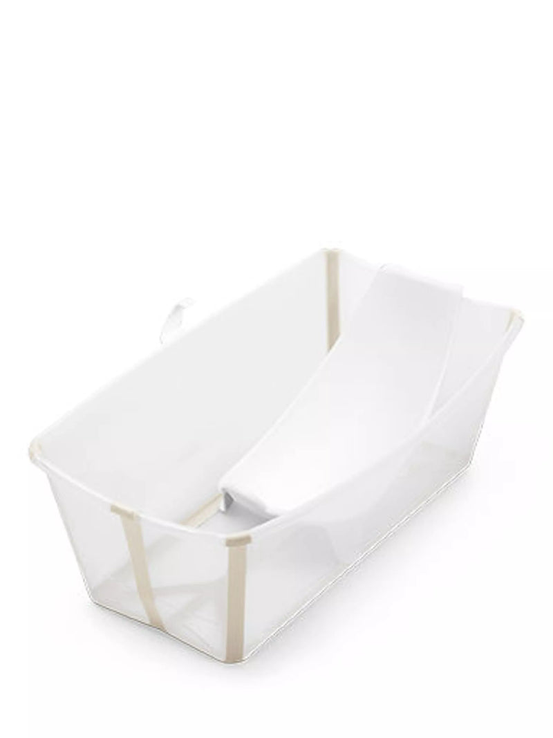 Stokke Flexi Bath X-Large Sandy Beige baby bathtub and newborn support bundle (British brand)