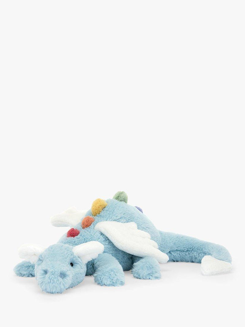 Sky Blue Dragon Soft Toy with Rainbow Spines, Large