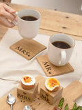 Selbrae House Mr & Mrs square oak coasters set of 2 (British brand)