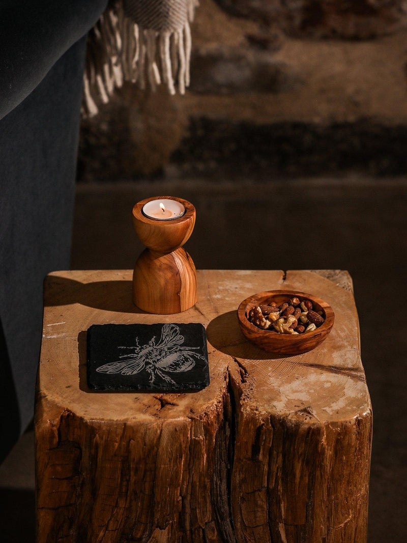 Selbrae House bee square slate coaster natural, imported from the UK