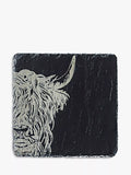 Selbrae House slate coaster highland cow design natural - British product