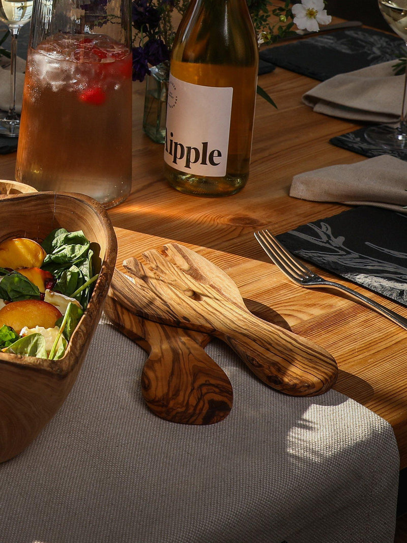 Selbrae House olive wood salad server hands, imported from the UK