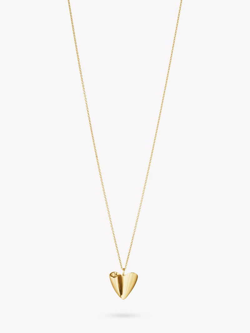 Georg Jensen folded heart pendant necklace 18ct yellow gold, imported from the UK