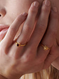 Rachel Jackson London garnet heart ring, gold plated, British brand