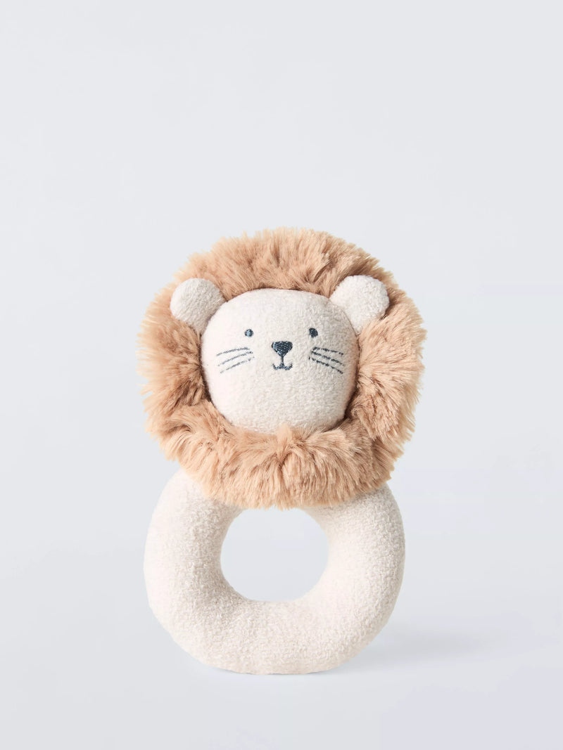 John Lewis lion ring rattle soft toy, UK version