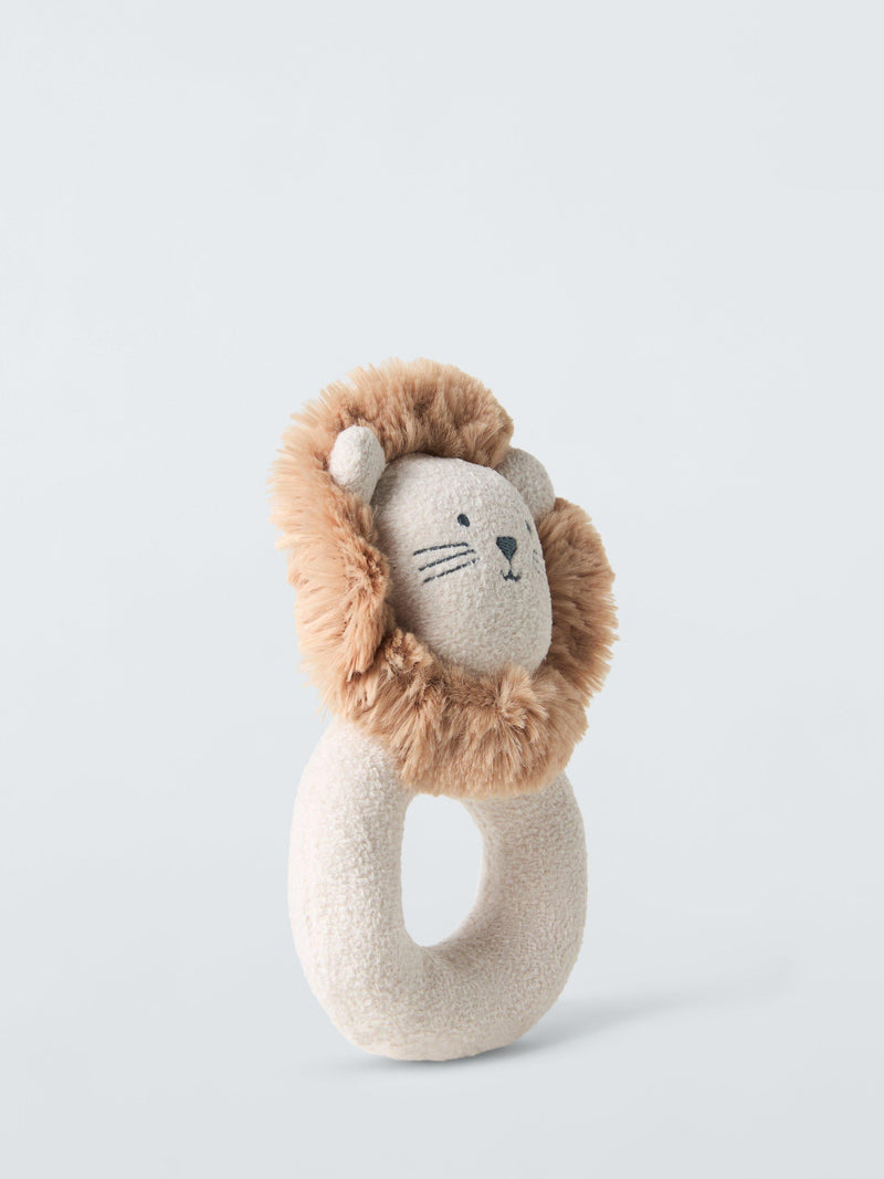 John Lewis lion ring rattle soft toy, UK version