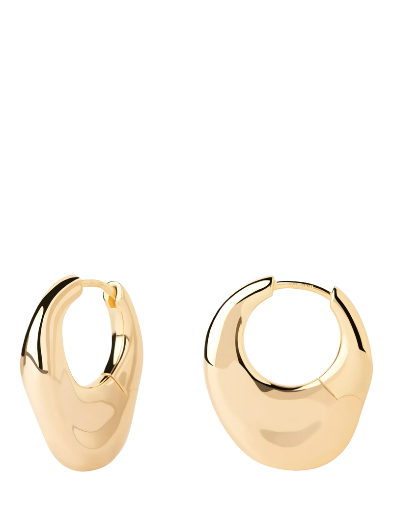 PDPAOLA Irregular Huggie Hoop Earrings Gold 2cm (British brand)
