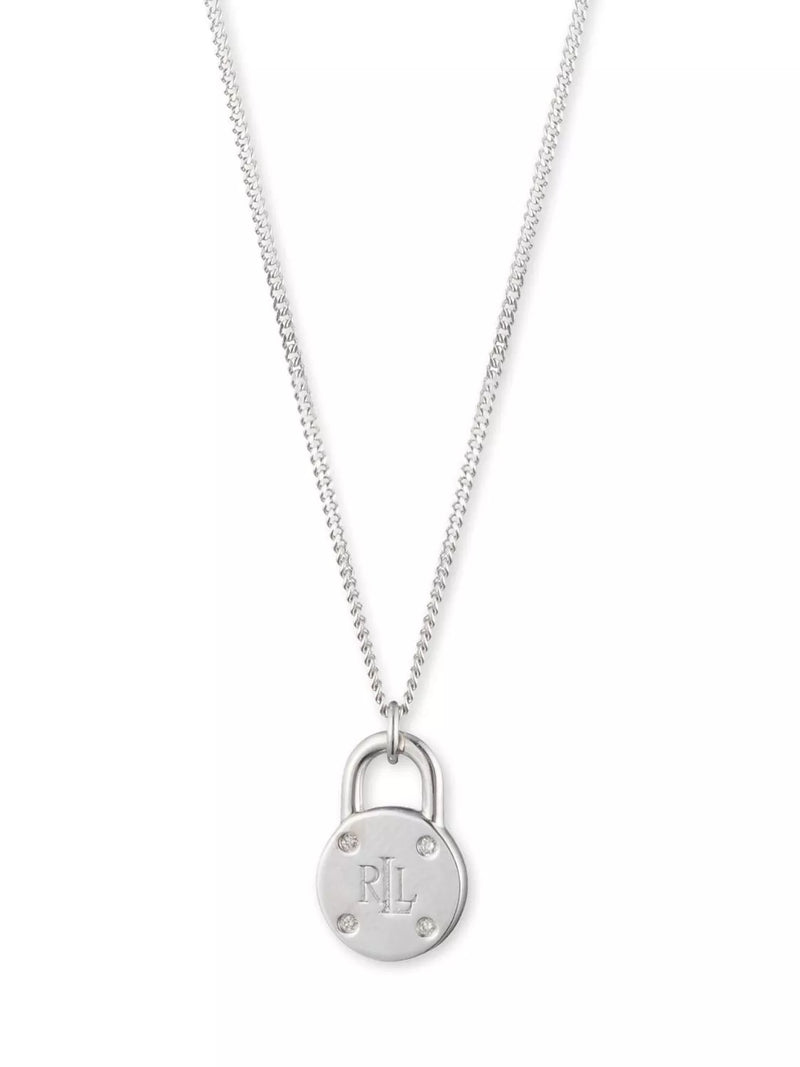 Lauren Ralph Lauren sterling silver diamond padlock necklace 35cm - British product