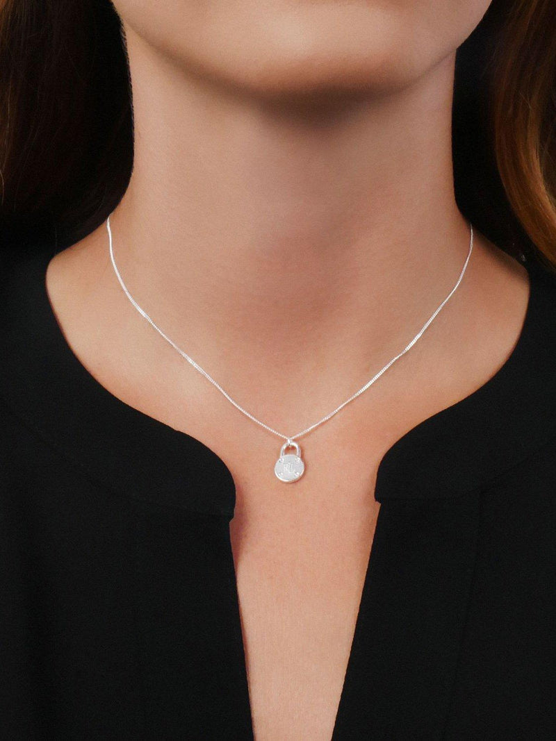 Lauren Ralph Lauren sterling silver diamond padlock necklace 35cm - British product