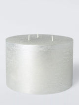 John Lewis John Lewis Rustic 3 Wick Pillar Candle, Silver, H10 cm- Buy online at McGrocer
